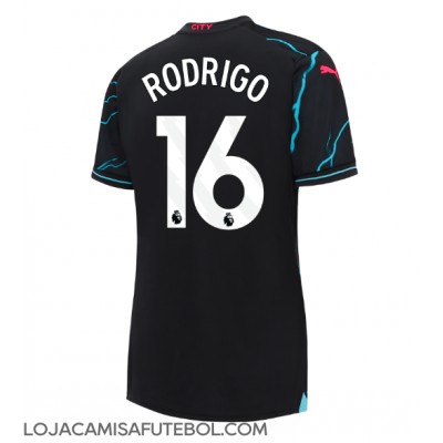 Camisa de Futebol Manchester City Rodri Hernandez #16 Equipamento Alternativo Mulheres 2023-24 Manga Curta